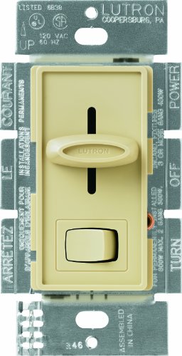 Lutron Skylark 3-Way Dimmer for Incandescent/Halogen Bulbs with On/Off Switch, 600-Watt, S-603P-IV, Ivory